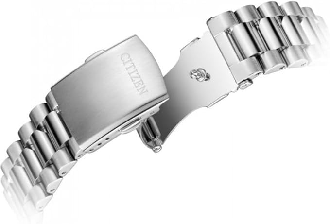 Reloj automático de hombre Citizen Tsuyosa NJ0151-53X de acero inoxidable con esfera azul turquesa degradada expuesto sobre un pedestal de piedra. cierre