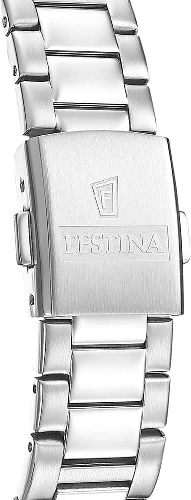 Reloj cronógrafo para mujer Festina Boyfriend F20753/7 de acero inoxidable con bisel de arcoíris degradado y subesferas de colores pastel. hebilla